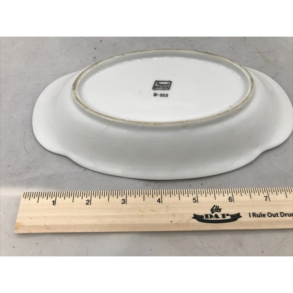 Vintage Porcelain 25 Anniversary Dish Silver Hand Painted marked